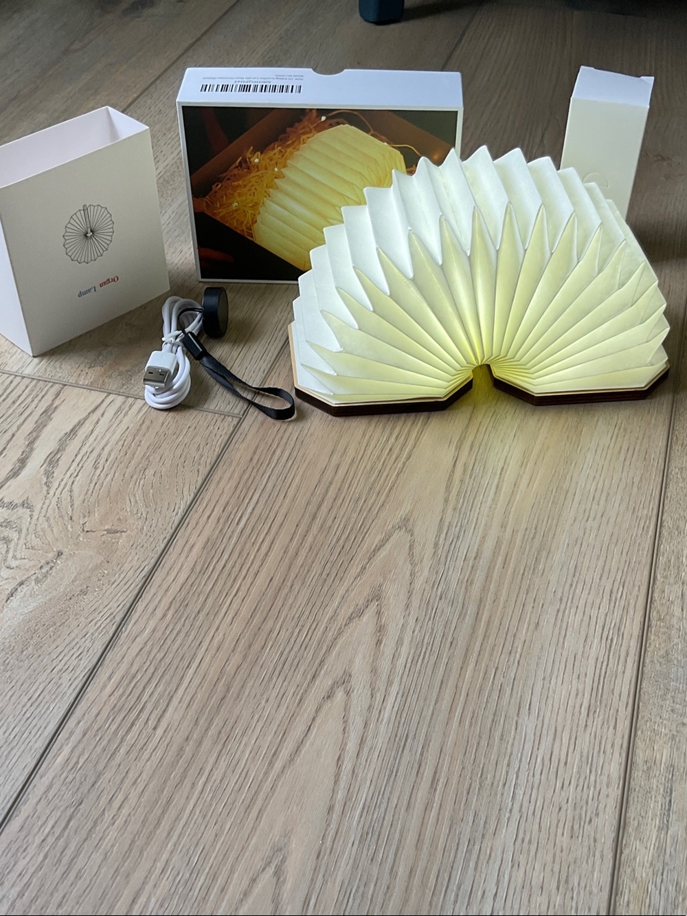 NIB Rechargeable Folding Accordian Lamp Japandi Organic Modern Warm Minimalist